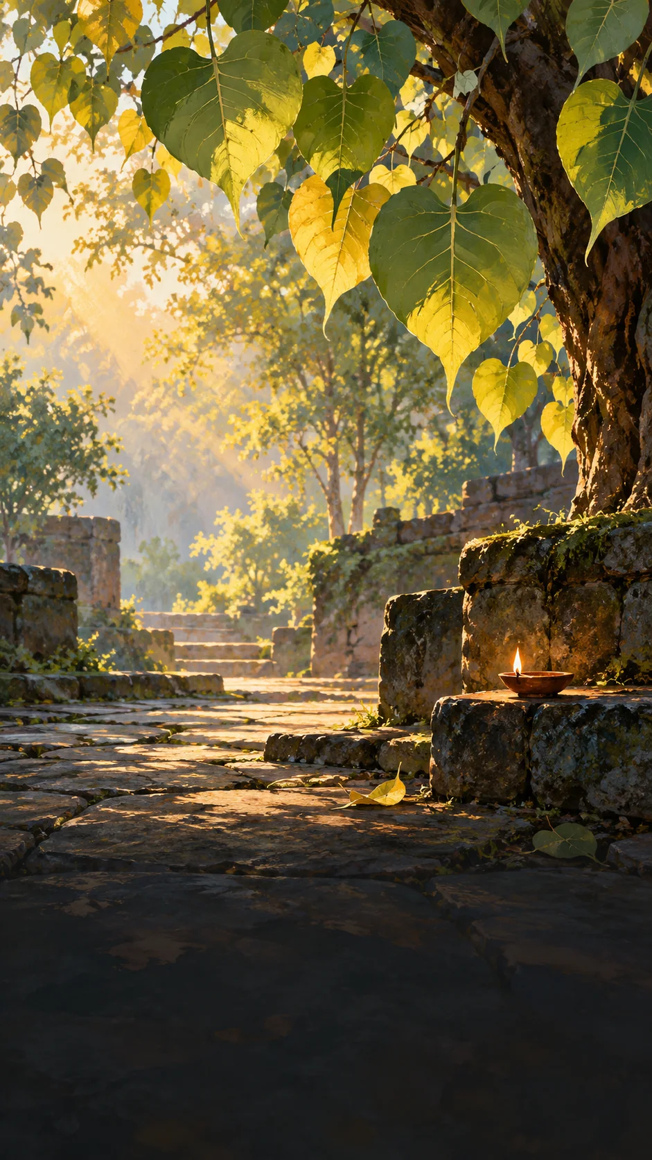 AI conceptual travel illustration: bodhgaya; not a photograph of the actual site
