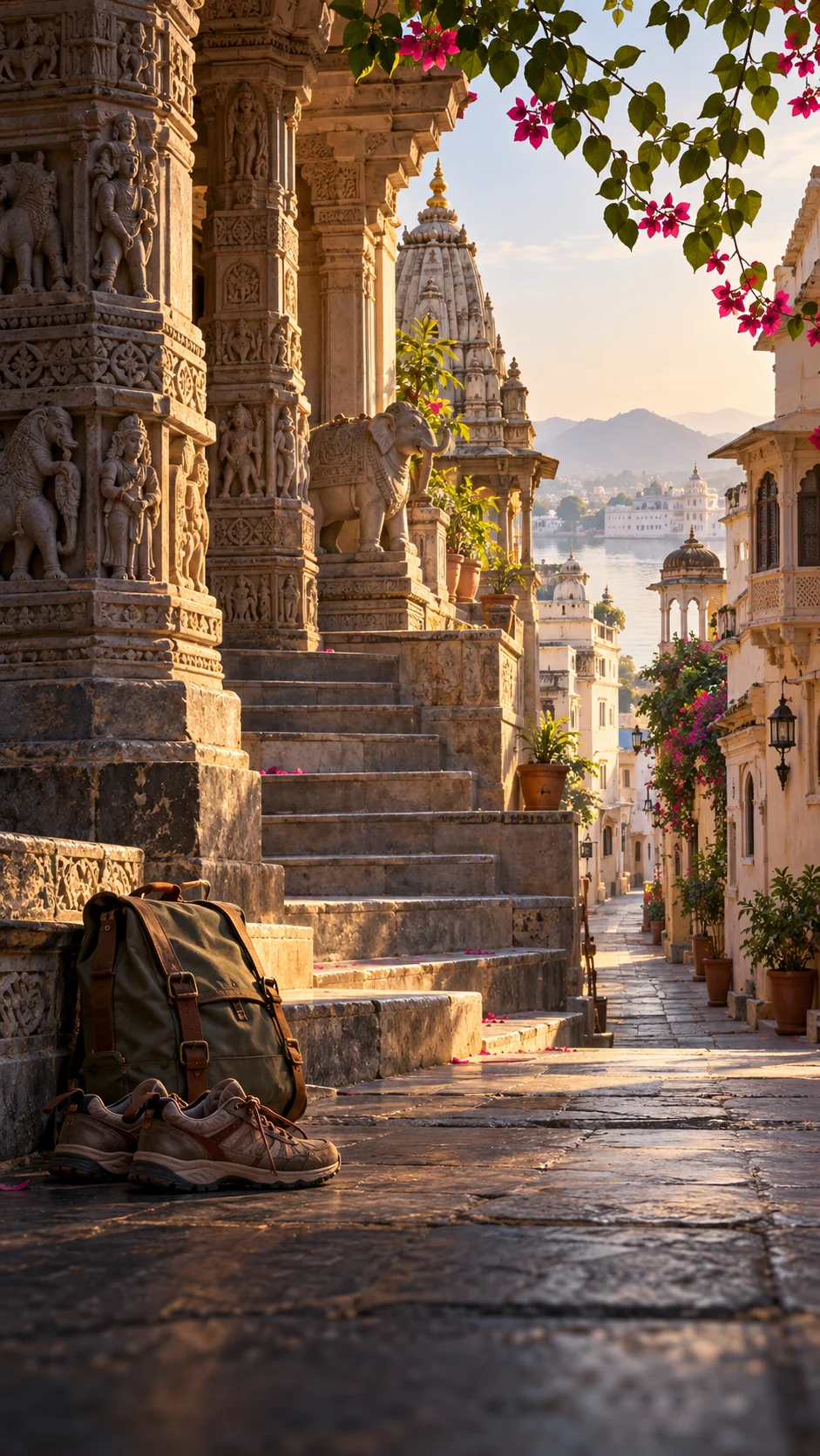 AI conceptual travel illustration; not a documentary photograph of the actual site